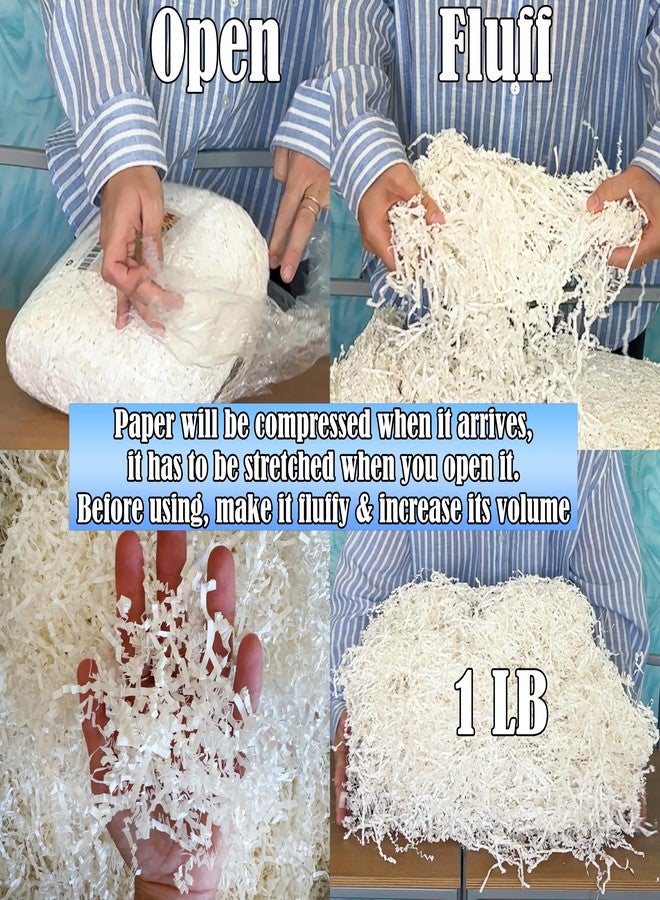 Mood Lab Crinkle Cut Paper Shred Filler - 1 LB White - Shredded Cut Paper for Basket Filling - Gift Box Kraft Wrapping Paper - Image 4